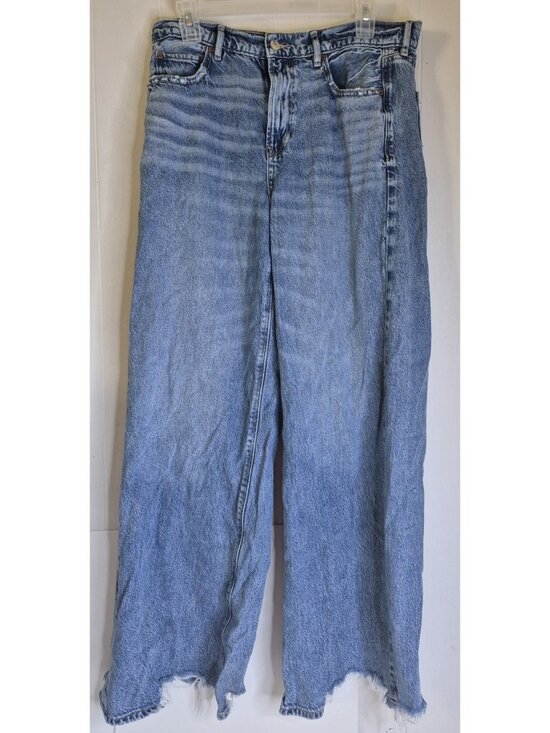 American Eagle Denim - American Eagle Real Good Super High Rise Baggy Wide Leg Denim Jeans Women Sz 10